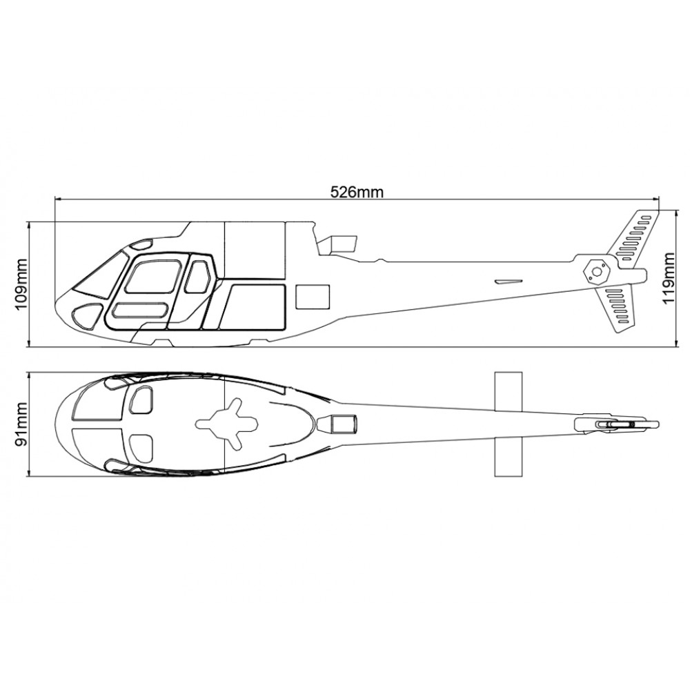 Aérographe Fiberglass AS350 échelle/W Landing Gear BLADE 230S/V2/Smart RD 